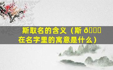 斯取名的含义（斯 🐅 在名字里的寓意是什么）